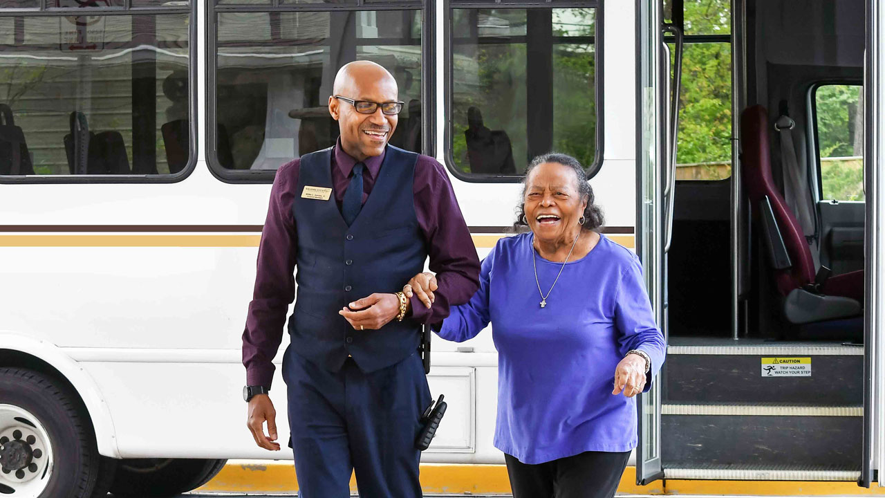 The Desert Springs community bus providing resident transportation