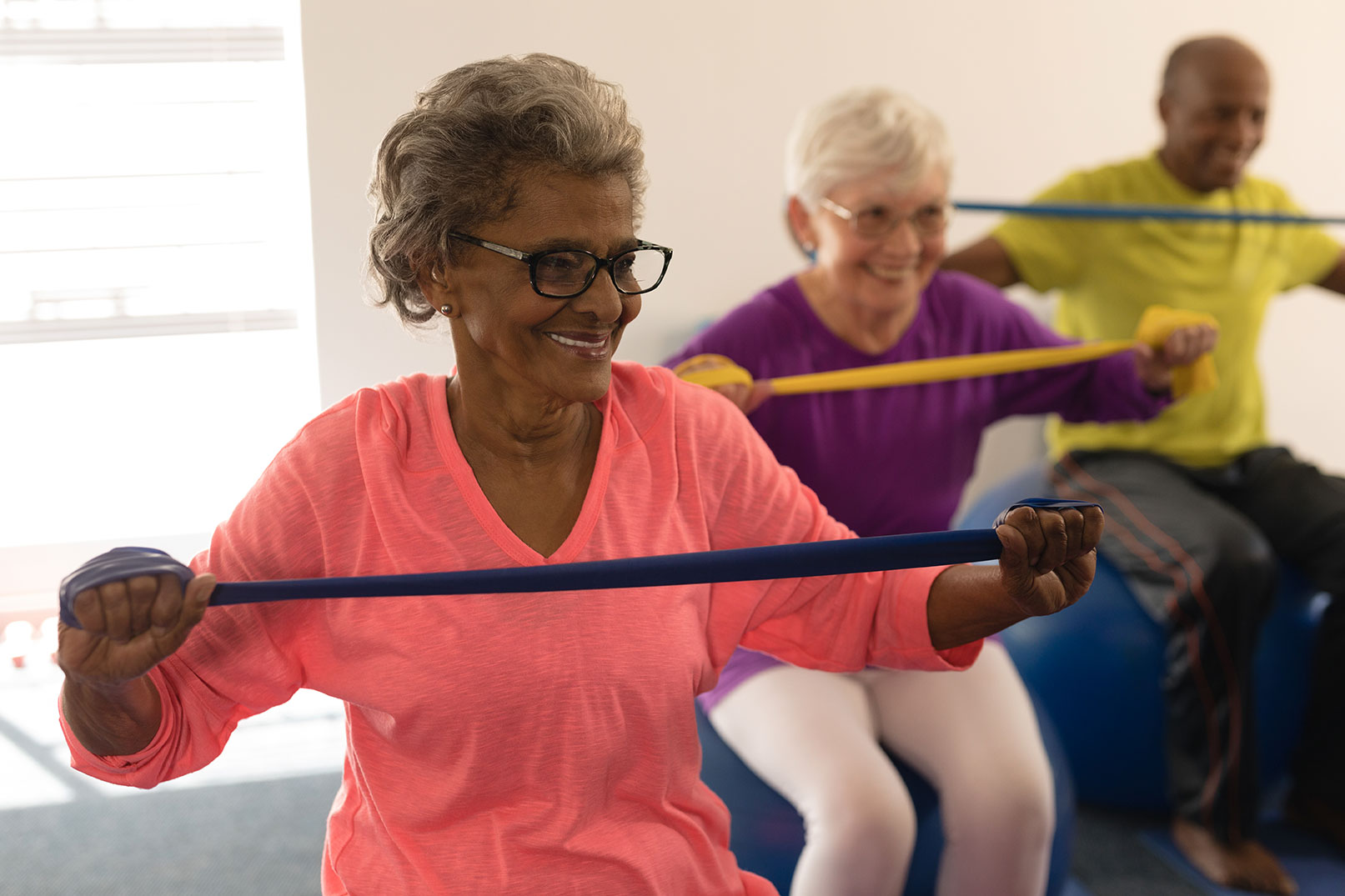 Residents taking part in an exercise class at Desert Springs